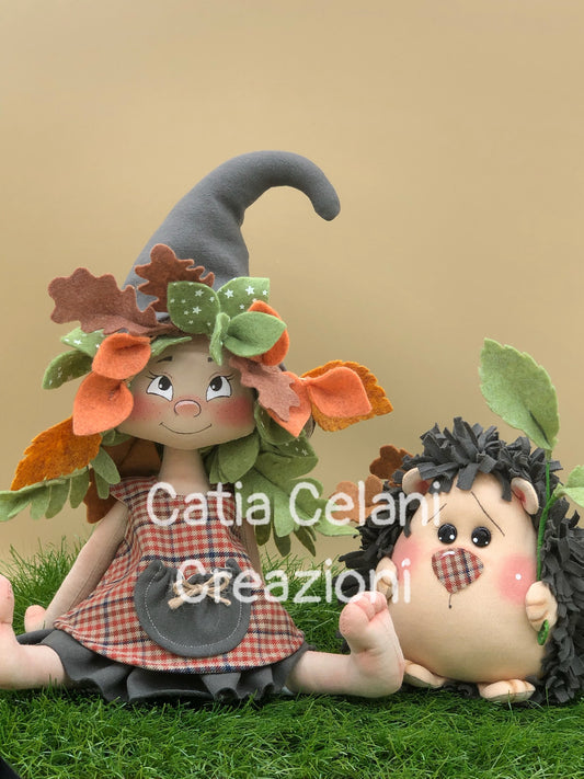 Cartamodello "Foglia e Spillo" : elfa dei boschi, riccio, download pdf istantaneo