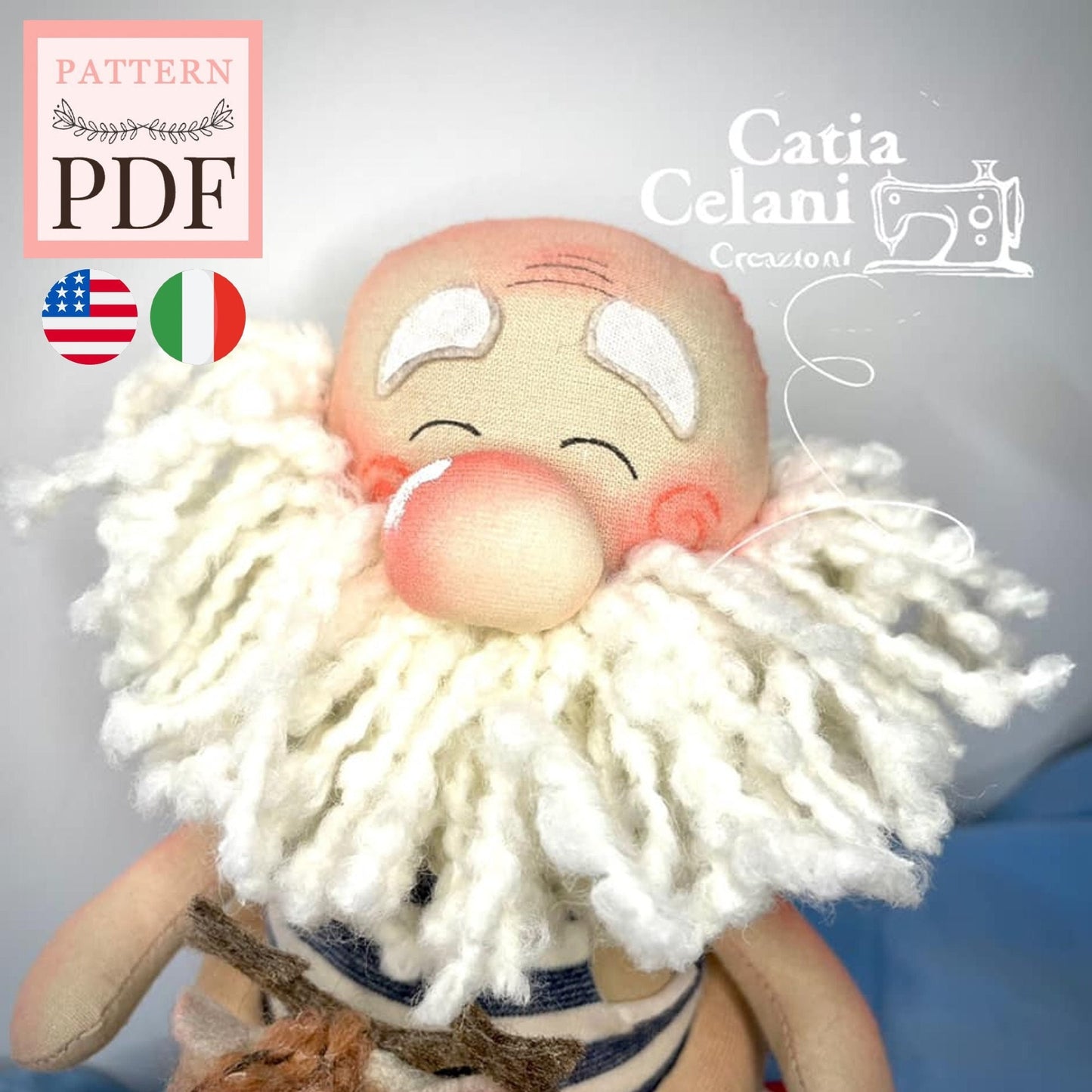 Cartamodello "Babbo in Surf" : babbo natale estivo, download pdf istantaneo