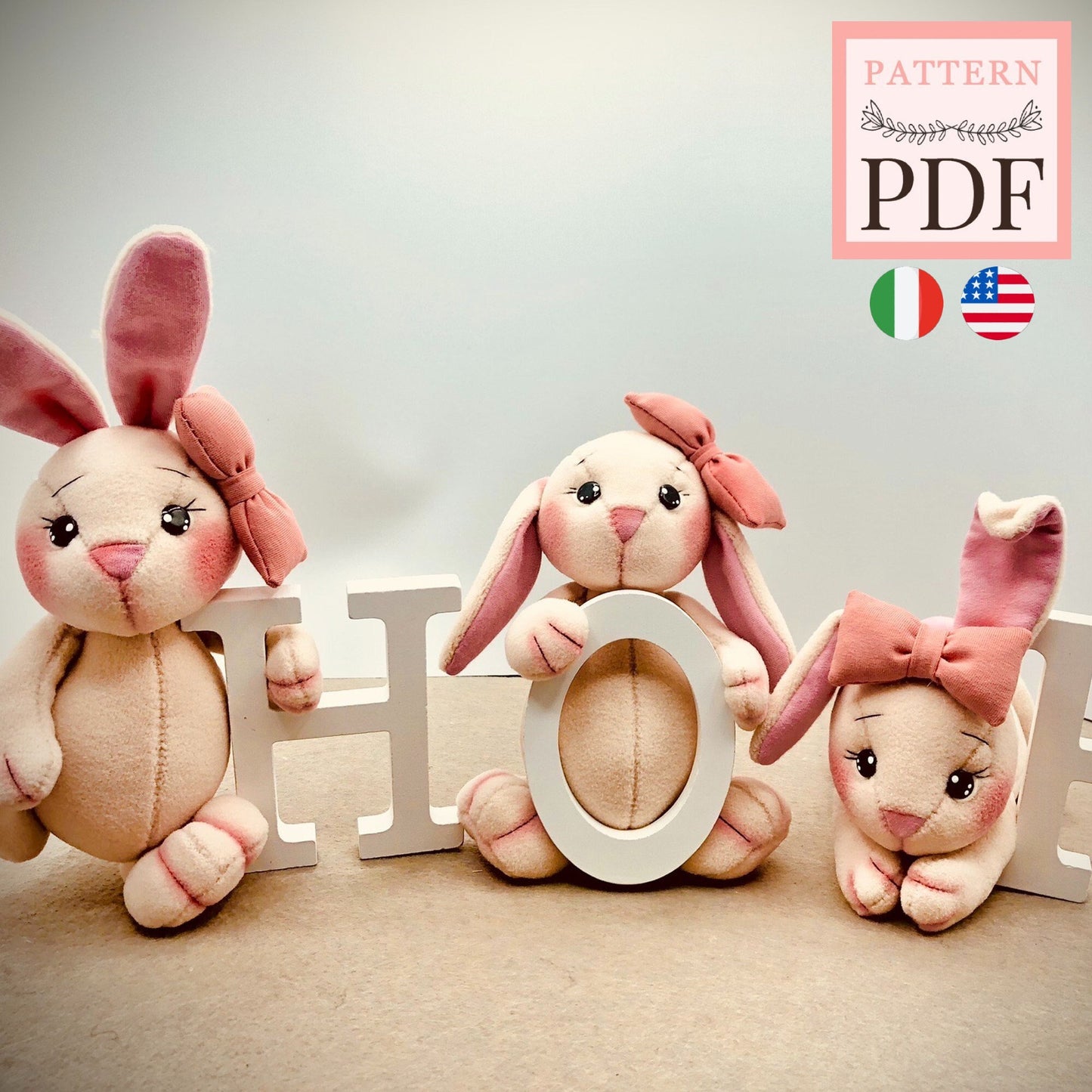 Cartamodello coniglietti Bunnies Hop Hop - Pasqua - facile da realizzare - download instantaneo - pdf + VIDEO
