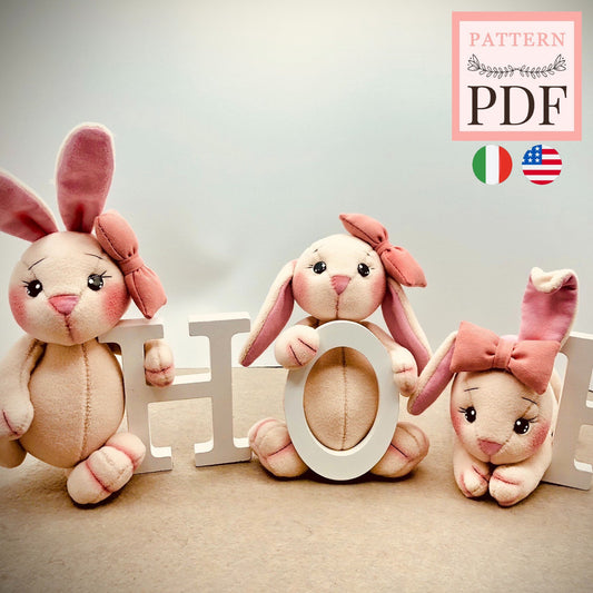 Cartamodello coniglietti Bunnies Hop Hop - Pasqua - facile da realizzare - download instantaneo - pdf + VIDEO