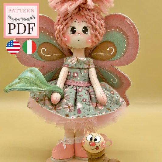 Cartamodello "Lalla farfalla e Cris il bruco" : farfalla, bambola farfalla, bruco, download pdf istantaneo