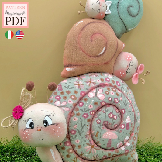 Snails - snails sewing pattern - easy to make - instant download - tutorial - pdf