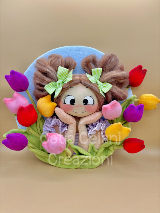 Bimba tra i tulipani- cartamodello facile da realizzare - pdf - download instantaneo