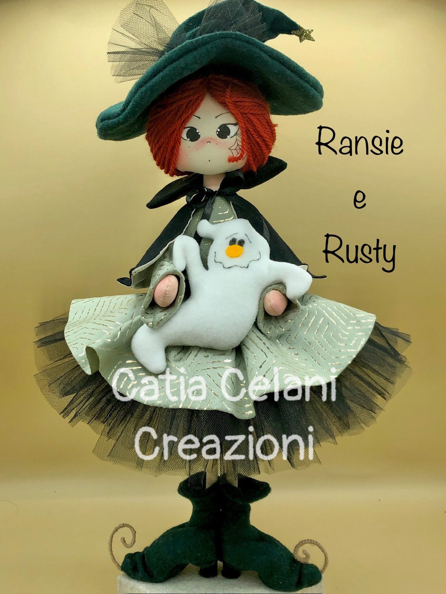 Witch Sewing Pattern "Ransie and Rusty": halloween, witch, instant pdf download