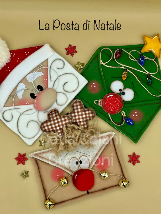 3 in 1 pattern Christmas Post, Santa Claus, Reindeer, Christmas Tree, greeting letter, pdf, instant download, easy