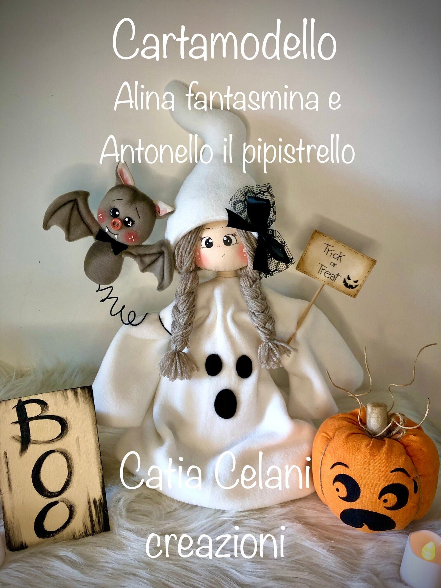 Cartamodello bambola "Alina fantasmina e Antonello pipistrello" : halloween, pipistrello, download pdf istantaneo