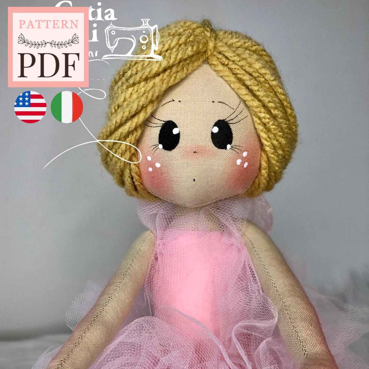 "Dancer Doll" doll sewing pattern: instant pdf download