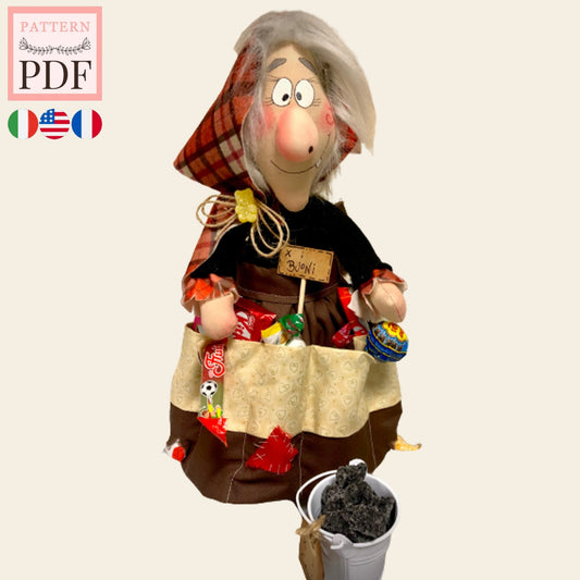Doll sewing pattern: "the Befana's apron" - Christmas, Befana, easy to make, instant download