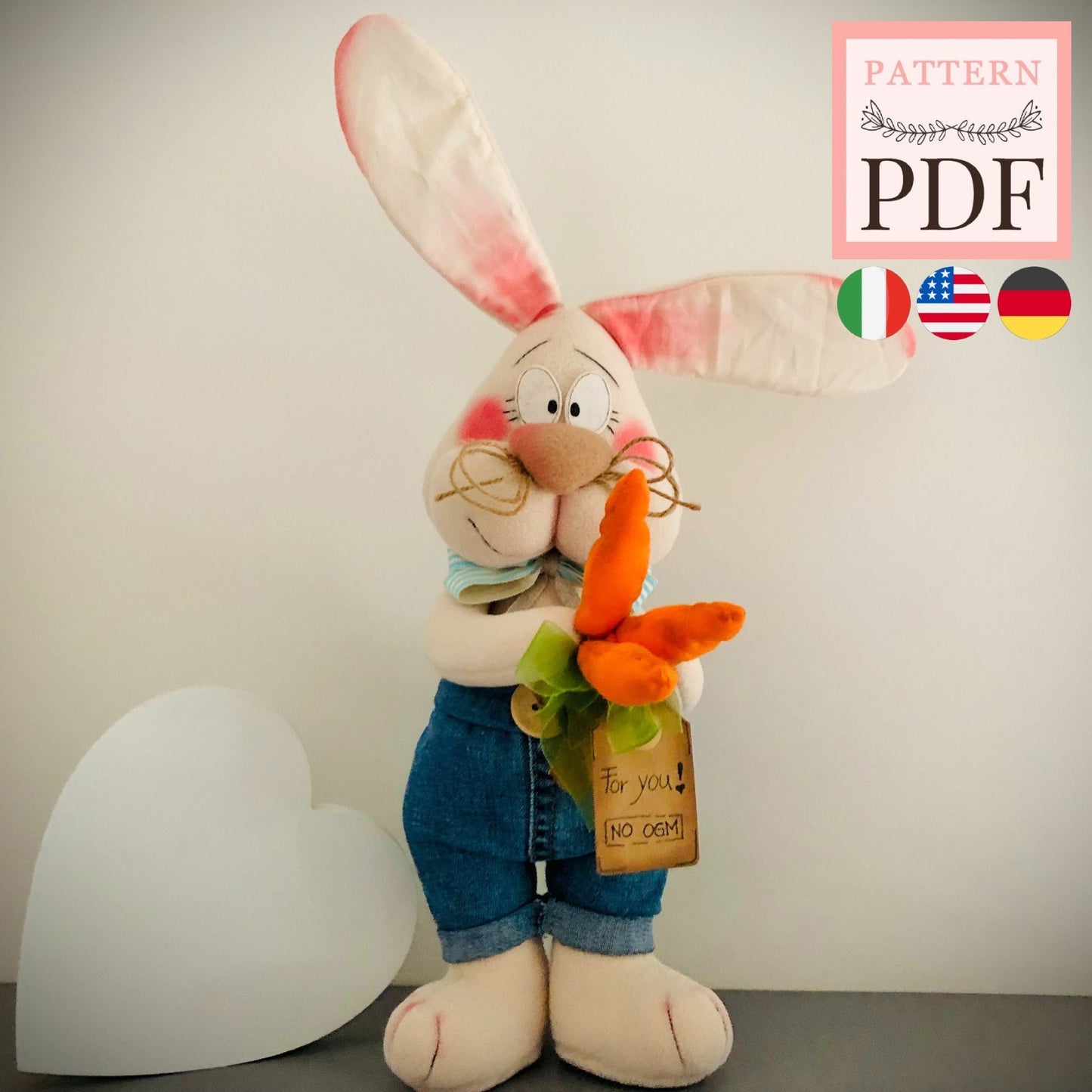 Cartamodello Coniglietto pasquale "Funny" - facile da realizzare, download istantaneo