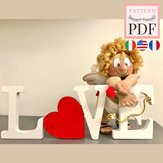 Cupid in love - valentine's day - doll - heart - pdf sewing pattern - easy to create