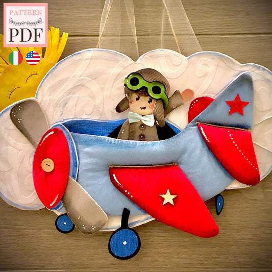 Small pilot - airplane - out of town sewing pattern - birth bow - easy to make - instant download