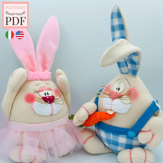 Bunnies with surprise sewing pattern - Easter - Rabbits - easy to make with FULL VIDEO TUTORIAL