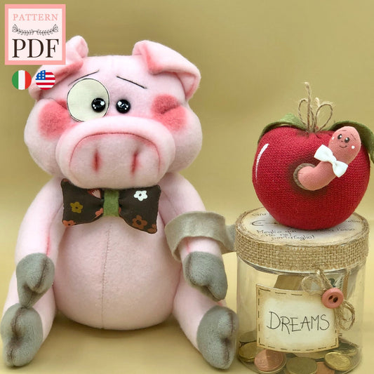 "Osvaldo" Piggy Bank Sewing Pattern - little pig - easy to make - instant download - pdf